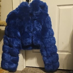 Azaela Wang Blue Fur Jacket